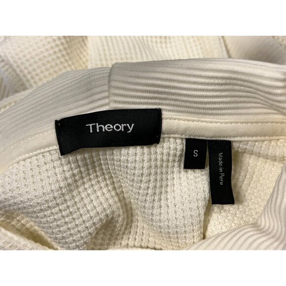 Theory Men Size Small Waffle Cream Hoodie Sweatshirt Long Sleeve Pullover EUC - Picture 9 of 11
